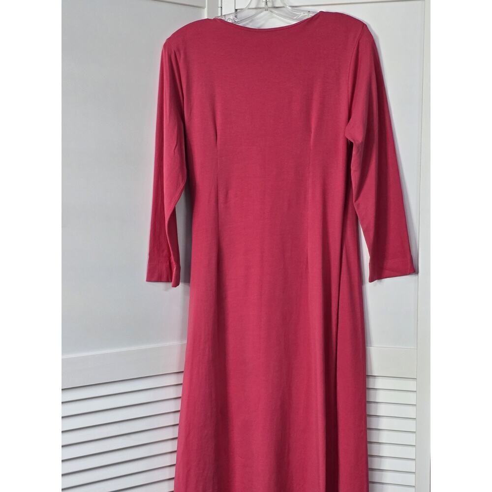 Soft Surrounding Rose Knit 3/4 Slv Faux Wrap Ruched Dressy Casual Dress ST - Picture 10 of 10
